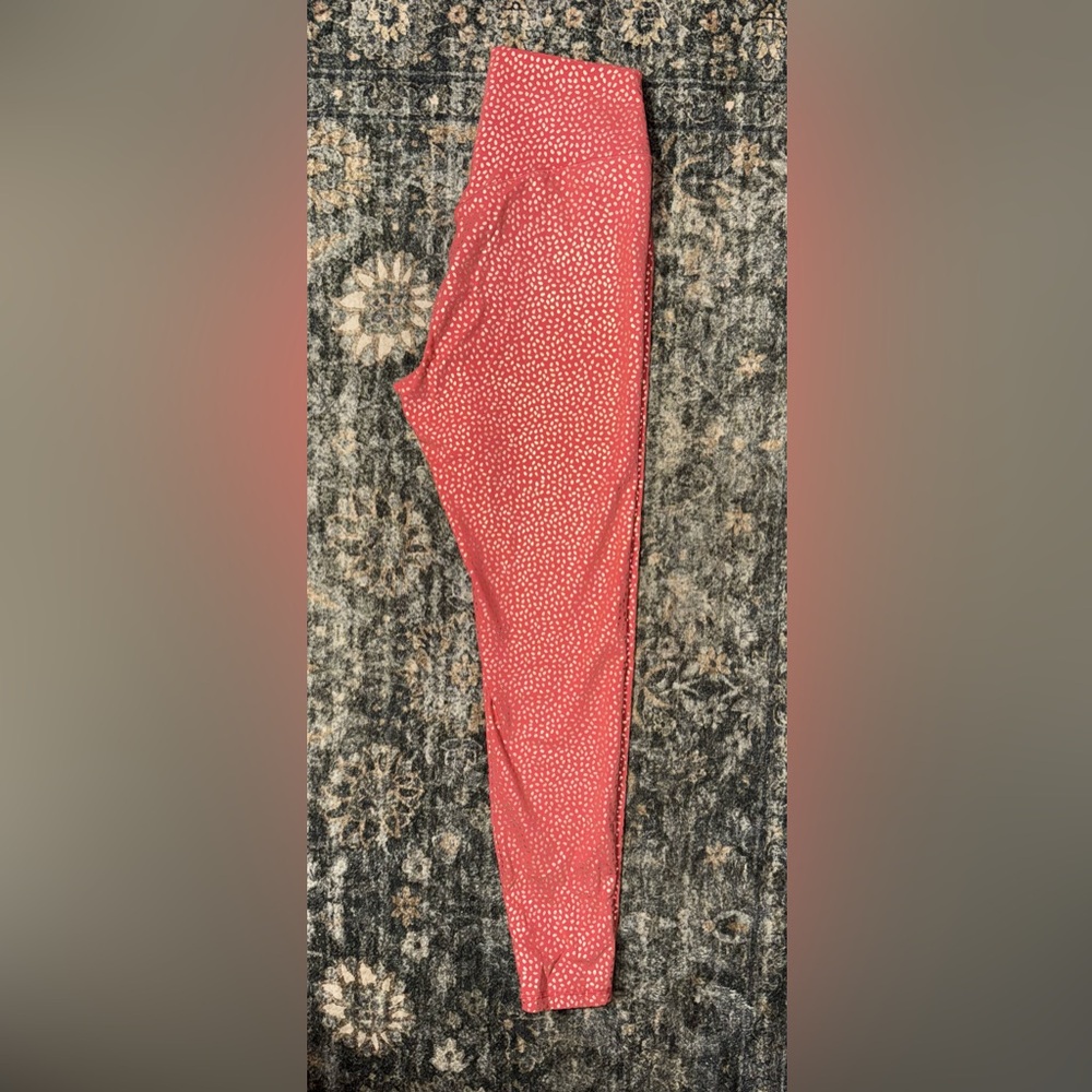 BuffBunny Coral Leggings With Gold Dots